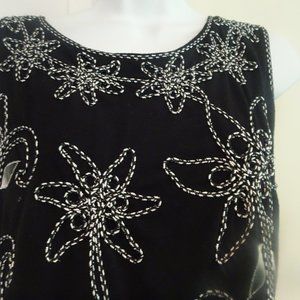 Lauren Michelle Women's Size L Black Embroidered Vest-Polyester Blend